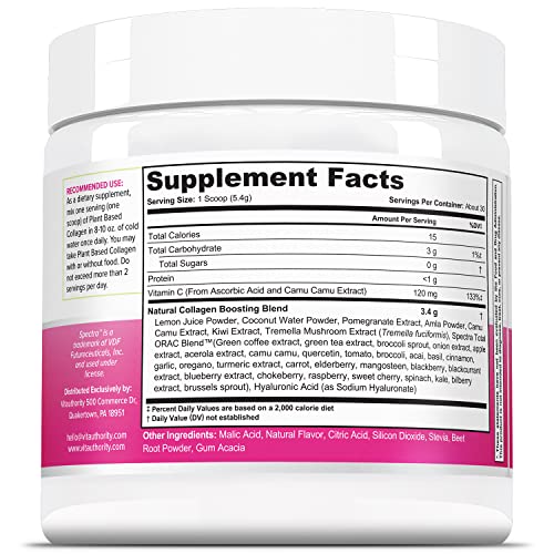 Vitauthority Vegan Collagen Powder For Women - Plant Based Collagen Supplement For Women With Proprietary Vegan Hair Skin And Nails Vitamins - Vegetarian Collagen Powder With Hyaluronic Acid #TOP2