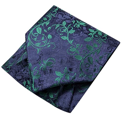 Image of Hi-Tie Silk Ascot for Men Self Tie Men's Cravat and Flower Lapel Pin Handkerchief Cufflinks Set for Wedding Party