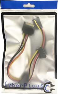 HDD 電源ケーブル SATA(15ピン) 3分岐ケーブル シリアルATA×3 電源分岐ケーブル Cyberplugs