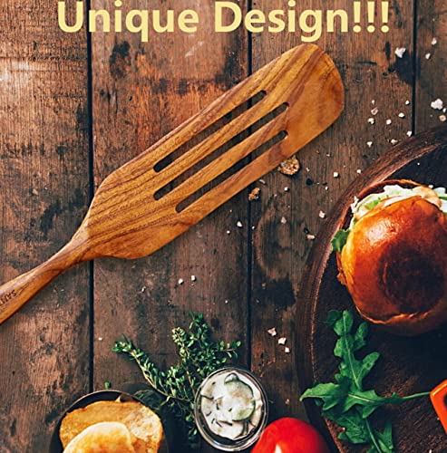Samtori Wooden Cooking Spoons Spurtles Kitchen Tools As Seen On Tv Premium Teak Wooden Spurdle. (5Pcs) #TOP4