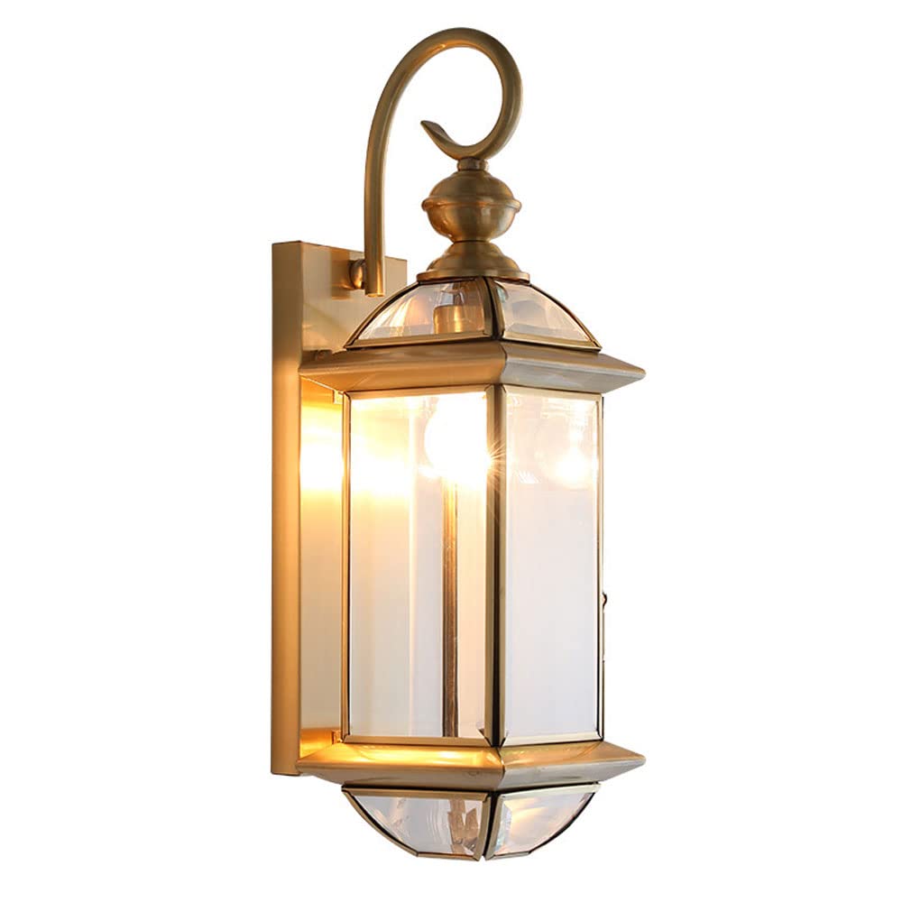 NHPJFDC H65 Copper E27 Outdoor Wall Lamp Fixture - Elegant European Style IP65 Waterproof Sconce for Balcony, Garden, and Pathway Lighting