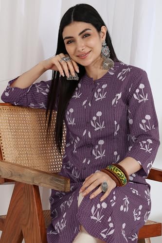 Image of MIRCHI FASHION Pure Cotton Kurti for Women | A-Line Kantha Work Printed Kurta for Woman | Ethnic Wear for Office & Daily Use (Single Piece)