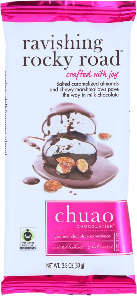 Ravishing Rocky Road Milk Chocolate Bars | Gourmet Almond Vegan Marshmallows Artisan No Preservatives 2.8 oz each | 4 Pack