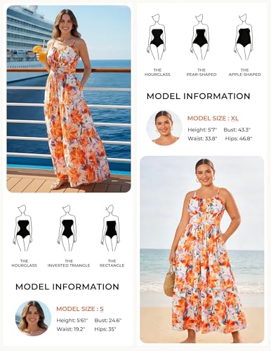 Image of GRACE KARIN 2026 Women's Spaghetti Vacation Sundress Summer Beach Flowy Boho Floral Maxi Dresses with Pockets