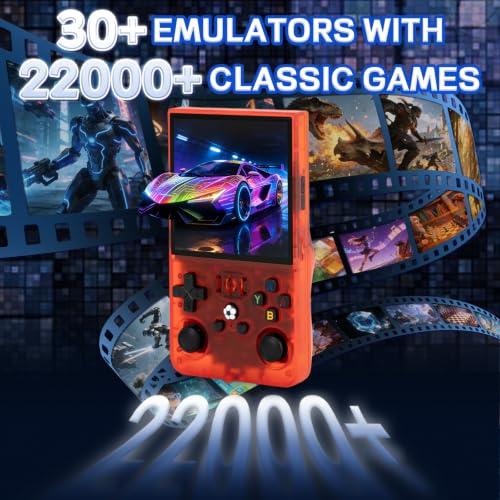 Image of R36MAX Video Game Console - 4.0-Inch Screen, Support 22000+Classic Games,128G TF Card,Portable Console with Open Source System,4000mAh Battery,Birthday Gift for Adult or Partner (Red)