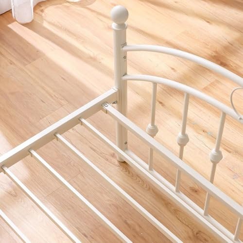 دانوب هوم سرير فردي معدني مقاس 90 × 200 من بيلا كيرف | تصميم عصري باطار سرير فردي معدني للاطفال | سرير مريح (المرتبة غير متضمنة) طول 210.8 × عرض 98.2 × ارتفاع 101.6 سم - ابيض