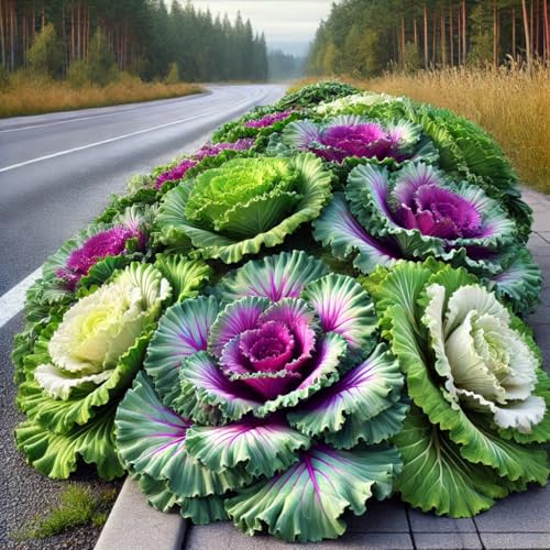 22Day Seeds: Seeds Large Leaf Flowering Kale Mix/Ornamental Cabbage/Non GMO/Heirloom