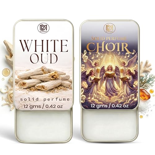 Image of Dr.Mashur Solid Perfume |Choir&White Oud Alcohol Free Wax Perfume Balm, Long Lasting | Pocket Tin 12g, Pack Of 2| Non Greasy Smooth Glide, Travel Friendly Men And Women
