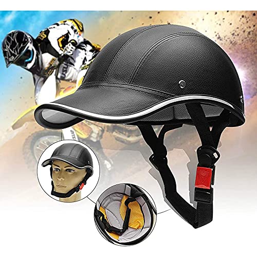 Ruyiczb 368-037-772 Adult Retro Motorcycle Half Helmet Men And Women Personality Baseball Cap Modeling Open Face Helmets Dot/Ece Certified Electric Scooter Bike Motorbike Moped Helmet (55-62Cm),Black thumb #4
