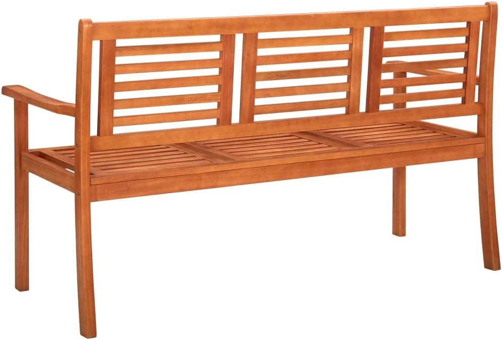 3-Seater Patio Bench with Cushion,Street Bench,Picnic Bench,Entryway Bench,Poolside Bench,Backyard Bench,Armchair,for Garden,Porch,Park,Front Door,Balcony,Outdoor,59.1" Solid Eucalyptus Wood