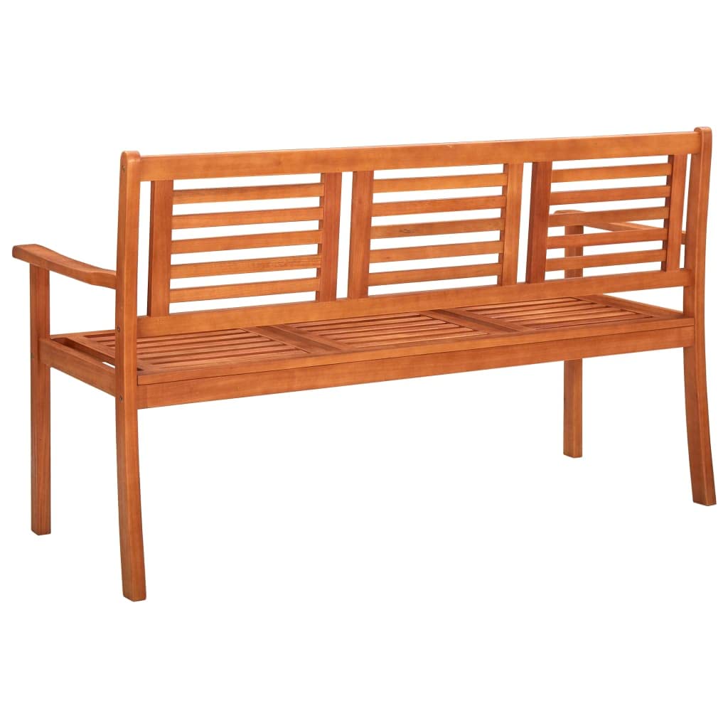 Masywna ławka ogrodowa z eukaliptusem 150 cm, 3-osobowa ławka drewniana o ergonomicznym wzornictwie, powierzchnia pokryta olejem, łatwa w pielęgnacji, łącznie z wyściełaną nakładką na