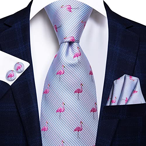 Image of Hi-Tie Men Ties Sets Silk Stripe Paisley Necktie Pocket Square Cufflinks for Business Wedding