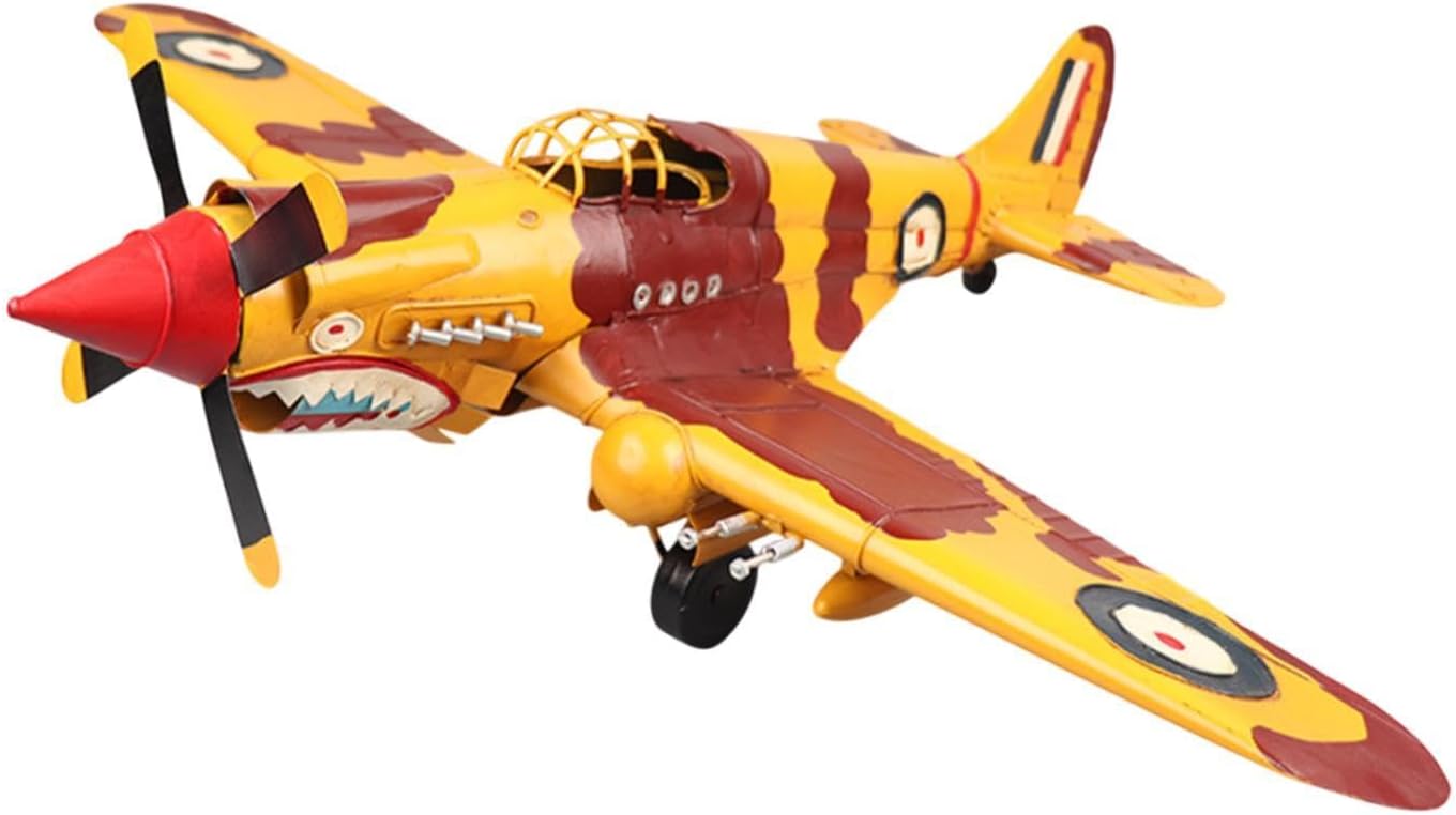 Metal Airplane Model,Plane Model Collectible Fighter Model Aircraft Model for Bedroom TV Cabinet Home Shelf Living Room, Yellow