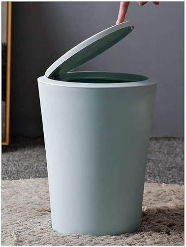 HELGN Botes de basura de plástico con anillo de presión, con tapasin cubierta, para baño, (color con cubierta azul) cesta