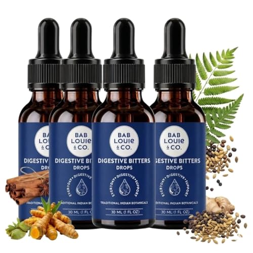 Image of Bablouie Botanicals Digestive Bitters Drops | Supports Everyday Digestion & Post-Meal Comfort | Bitter Root & Indian Spice Extract | Non-Alcoholic | 30 ml (20-40 Day Supply), Pack of 4