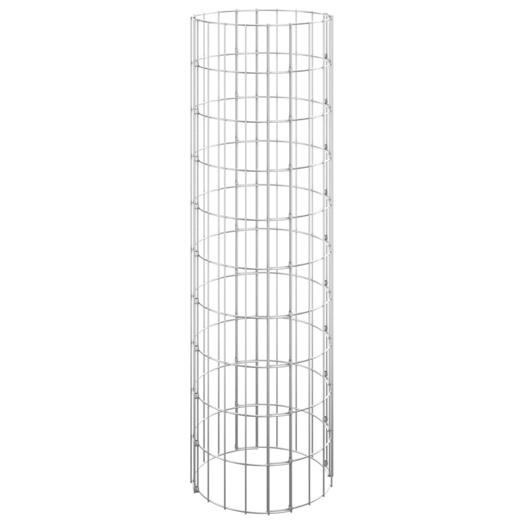 vidaXL Circular Gabion Pole Outdoor Garden Gabion Basket Cage Planter Stand Patio Backyard Gabion Post Raised Bed Fencing Galvanised Steel