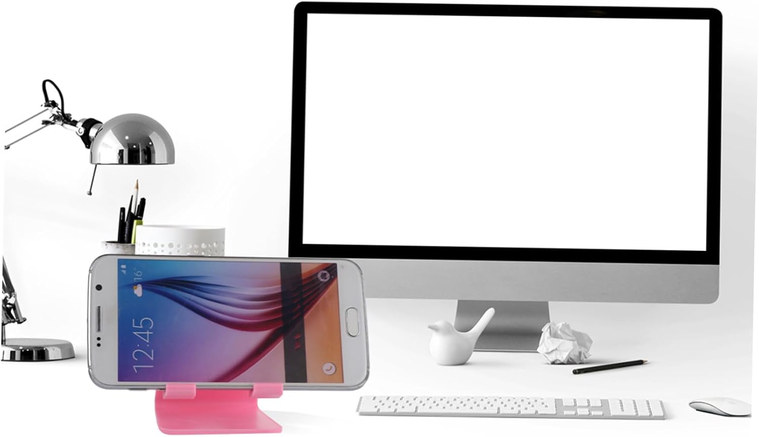 Portable Desktop Phone and Tablet Stand for Home Office Plastic Pink Phone Bracket Holder Compatible with Smartphones and Pads for Travel and Desk Use image 3