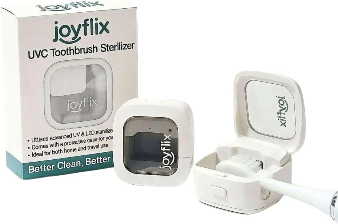 UV-C Toothbrush Sanitizer | Portable & Rechargeable | 99.9% Sanitization with Heating Function | Magnetic Mount, Travel-Friendly & Compact Design (White) (Pure White)