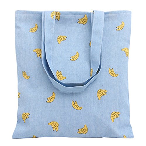 BIGBOBA Bolsa de Mano de Compra para Mujer Lona Bolsa de Gran Capacidad Bolsas de la Compra Reutilizables con Cremallera y con Estampado