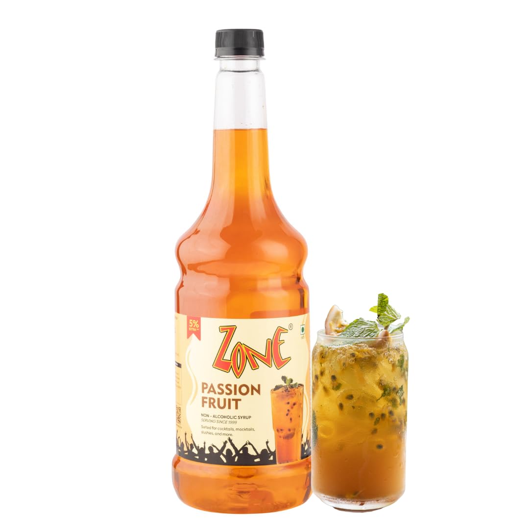 Zone Passion Fruit Flavoured syrup 1000ml | Exotic Tropical Fruit Syrup & Drink Mixer for Cocktails, Mocktails, Smoothies, Sodas, Lemonades, Iced Teas & Summer Beverages | Premium Bar Syrup 1 Litre – More Servings, Perfect For Cafe Restaurants & Professional Use