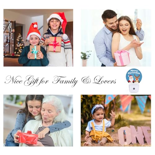 Image of EKOBLA Santa and Reindeer Night Light, Merry Christmas Snowflake Night Lights Plug Into Wall with Auto Sensor for Holiday
