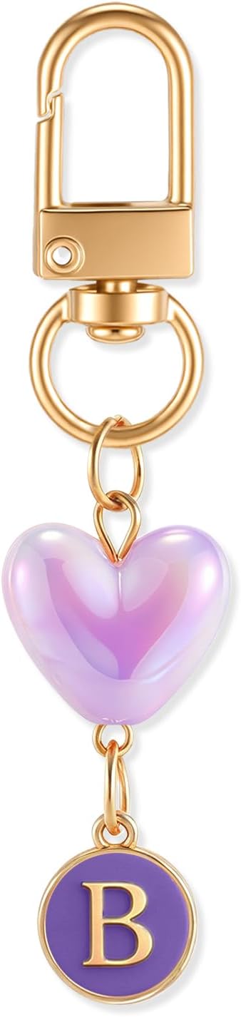 XGALBLA Small Cute Heart Initial Letter Keychain for Women,Bag & Purse Charms for Handbags & Backpacks Accessories(3 Colors)