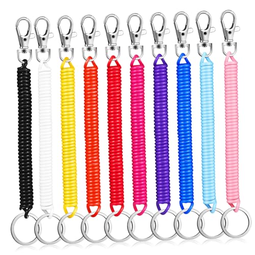 ORFOFE 10 Piezas Elástico Resistente con Muelle para Llaves Pulsera Extensible...