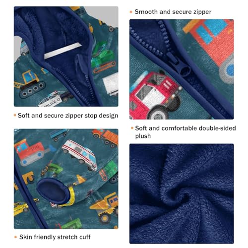 Image of Boys Fleece Jacket Hooded Autumn Winter Long Sleeve Thick Warm Outerwear;3-10 Years Kids Cute Fuzzy Jacket