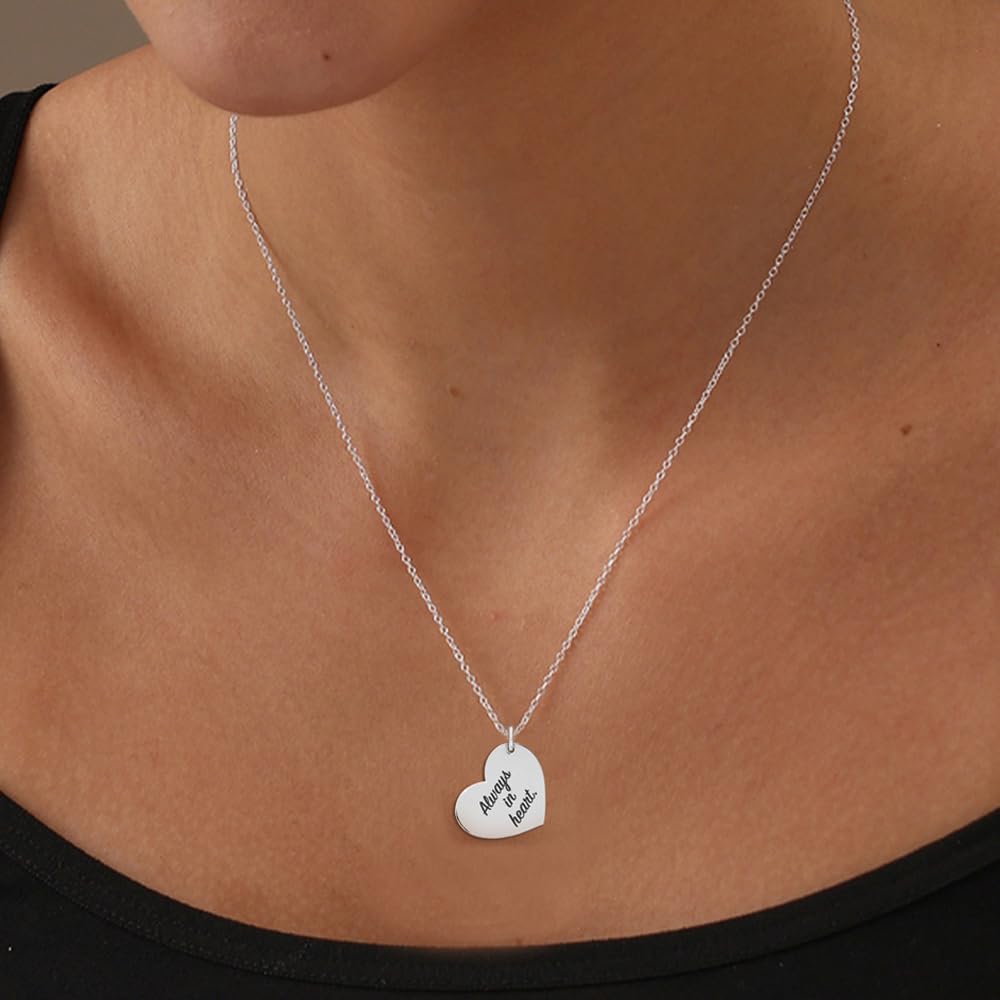 LeCalla Personalized Customized Actual Fingerprint Engraved Oval Memorial Thumb Print Necklace for Women Teen
