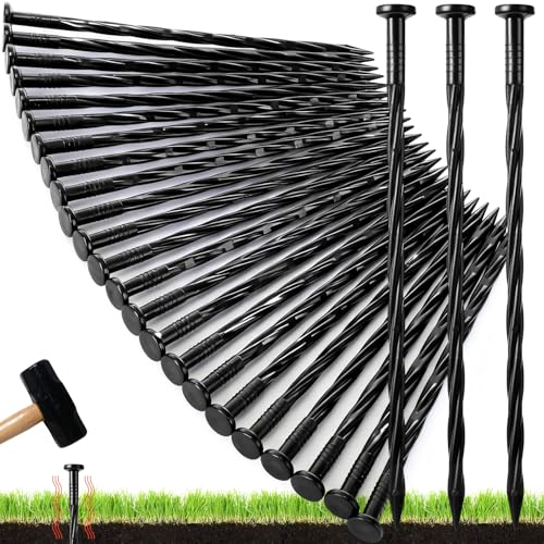 Jetec 300 Pcs 10 Inch Black Plastic Landscape Edging Spikes