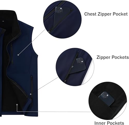 Miniatura 7 de Msmsse Men's Outerwear Lightweight Vest Standing Collar Puffer Sleeveless Jacket for Hiking Running Golf