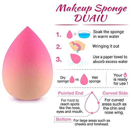 Make Up Schwamm DUAIU 3 Stück Beauty Blender Schwämmchen Set Extra Weicher Make-Up Sponge Für Flüssigkeit, Creme Und Puder, Mehrfarbige Beauty Schminkschwamm