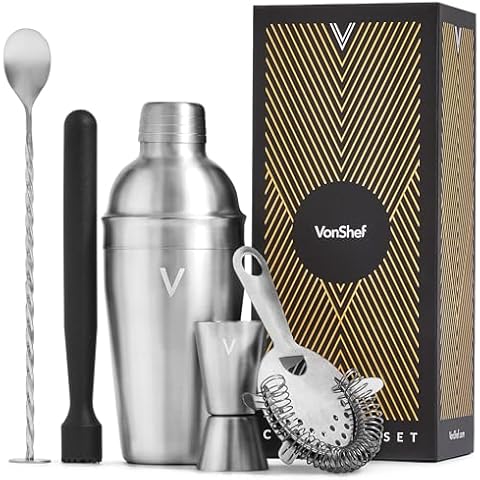 VonShef 5pc Cocktail Shaker Set Cover