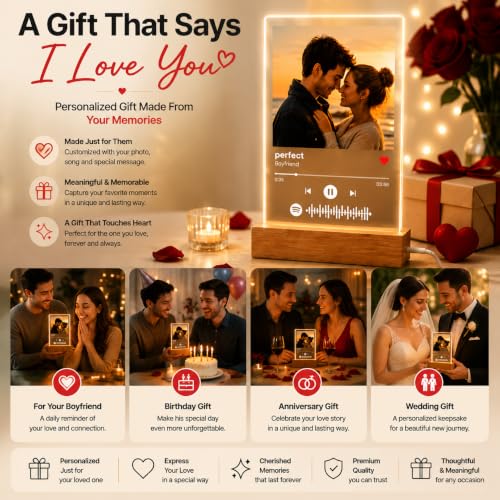 Personalized Gifts for Women Men - Acrylic Spotify Song Plaque - Spotify Plaque Custom Photo Gifts for Boyfriend Girlfriend - Customized Gifts for Him Her - Image 2