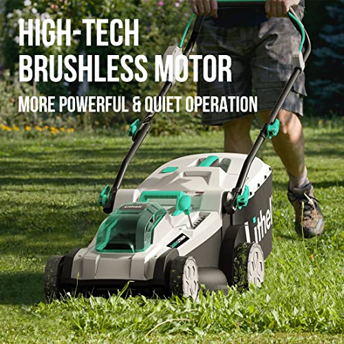 Image of Litheli Cordless Lawn Mower 17 Inch, 2 x 20V 4.0Ah Battery Lawn Mowers with Brushless Motor, Bagging & Mulching, Charger Included