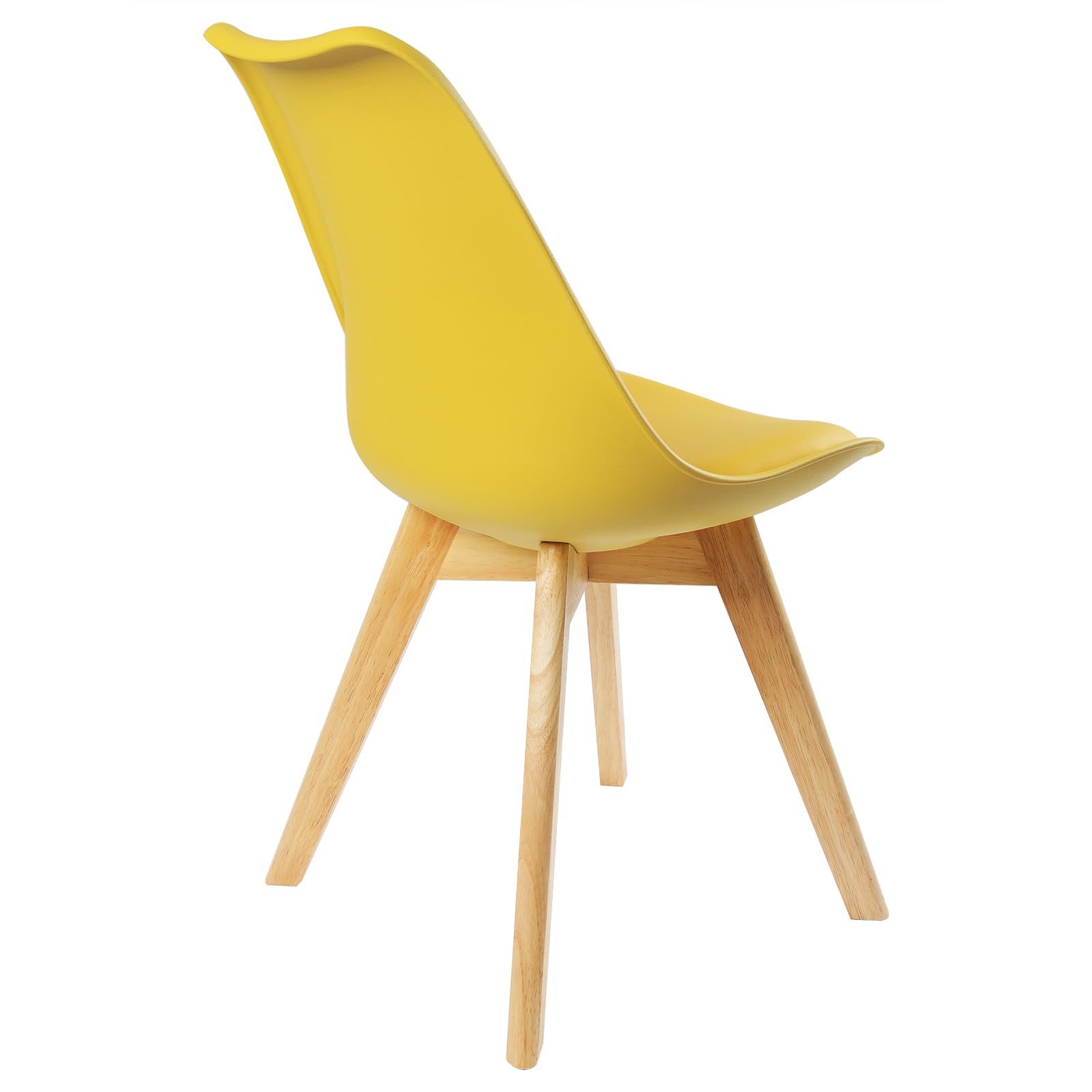WOLTU Sedie da Pranzo Set di 4, Sedie da Cucina, in Legno Massello e Pelle Sintetica, capacità di Carico 150 kg, Giallo,