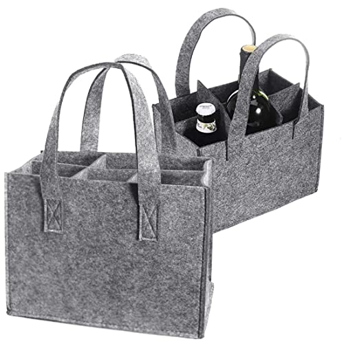 2 Stück Männerhandtasche,Flaschenträger,6 Fächer,Flaschentasche,Männerhandtasche Bier,Geschenke für männer,Filztasche für Bierflaschen,Grau (2 Pack) Cover