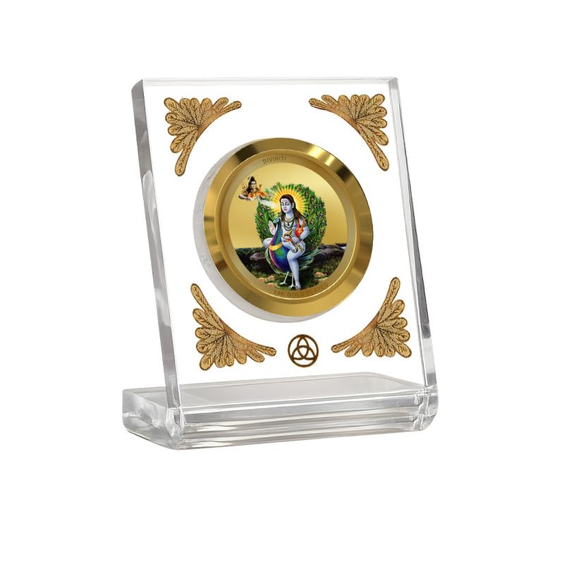 Image of DIVINITI 24K Gold Plated Religious Car Dashboard Frame | Premium God Idol Frame for Car, Home Mandir & Office Table | Spiritual Gift, Decorative Showpiece