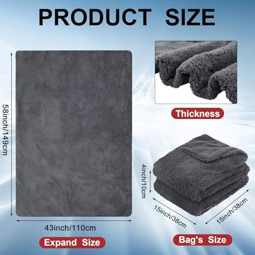 Heated 12V Car Blanket with 2 Heating Levels, USB Storage Bag, for Car, Truck, SUV, RV, Camping, and Travel, 58 x 43 inch