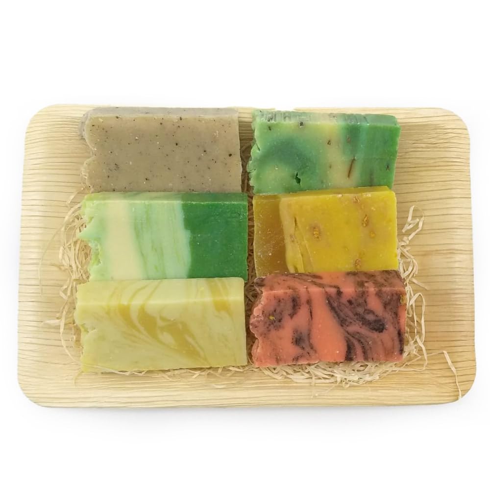 Set regalo de 6 jabones naturales para todo tipo de piel - Cesta regalo jabones artesanos elaborados con aceite de oliva - Regalo original: Día de la madre, San Valentín - Hecho en España