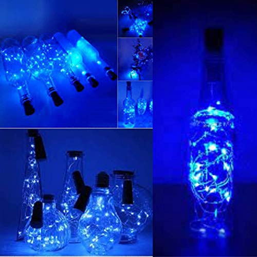 Image of MANSAA Bottle Cork LED String Light - 2 Meter 20 LEDs, Blue, LR44 Battery Operated, Wine Bottle Decoration