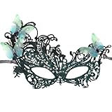 Zinniday Green Lace Masquerade Mask - Handmade Mysterious Colored Rhinestones Vintage Antique Butterfly Mask for Men Women Couples Mardi Evening Prom Ball Halloween Cosplay Wedding Birthday
