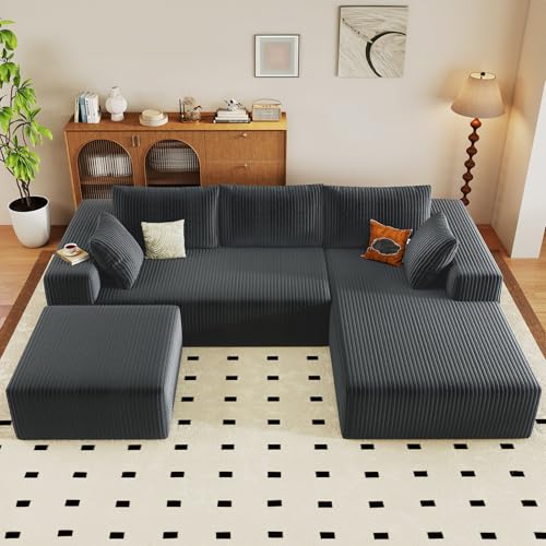 Image of 96 inch Boneless Cloud Couch Sectional Couches Sofa for Living Room