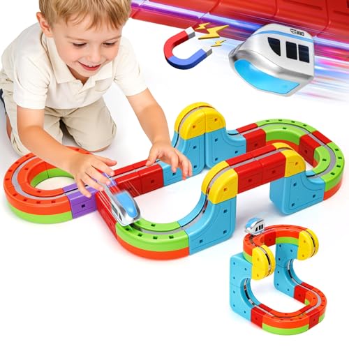 Hamino Electric Train Set for Kids with Anti-Gravity Magnetic Floating Tracks Childrens Electric DIY Railway Tracks Set STEM Toy Christmas Birthday Gift for Boys Girls Age 3 4 5 6 7 8+ (26 PCS)