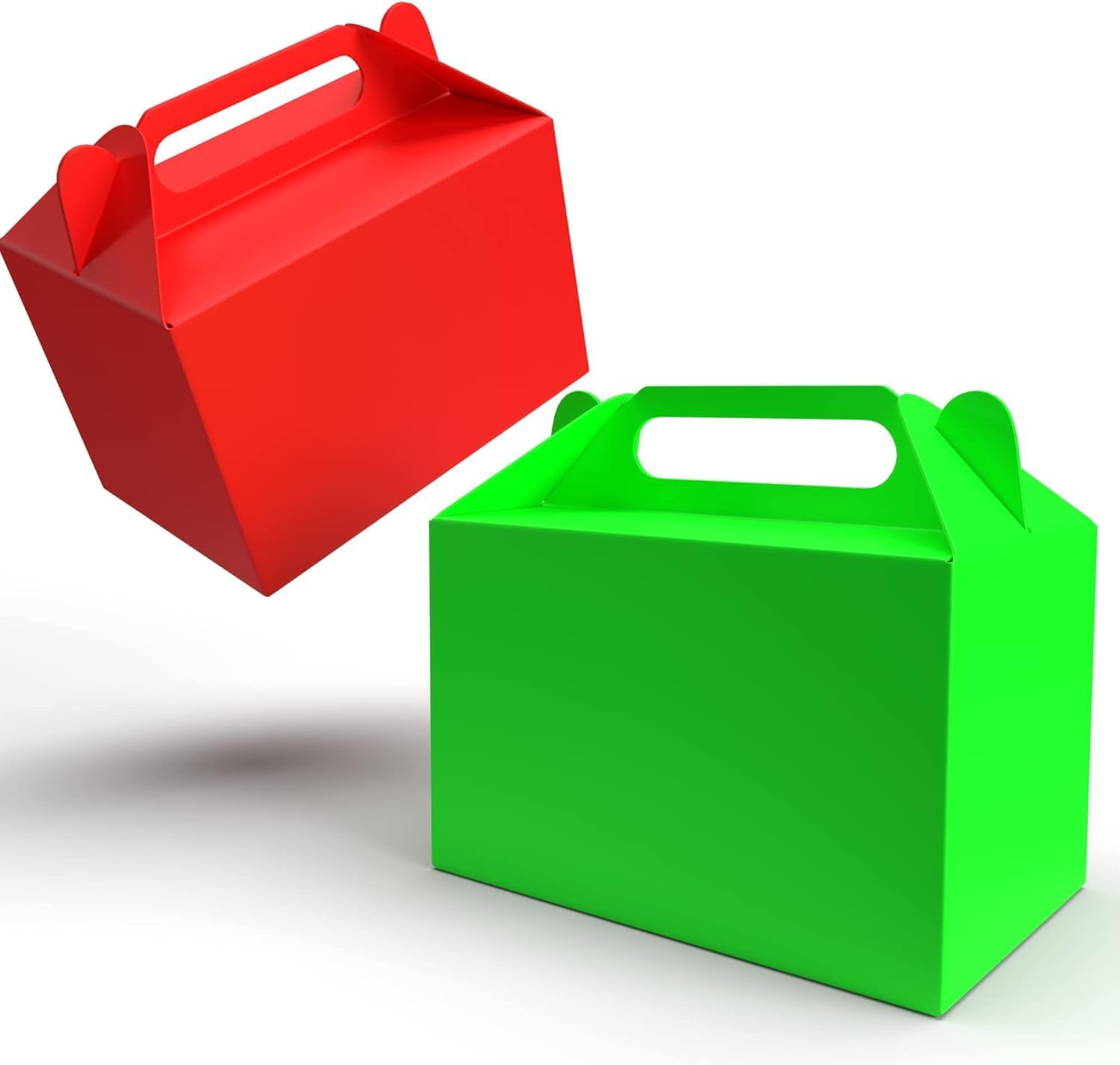 The Dreidel Company Gable Treat Boxes, Party Favor Boxes for Kids Birthday, Candy Boxes Party Favors, Weddings Events, Baby Shower, 6.25" x 3.5" x 3.5" Inch Box (Multi-Color Treat Box) (96-Pack)