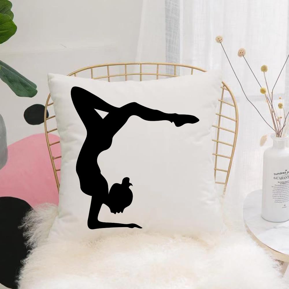 HYOSXW Cushion Cover,Throw Pillow Case Home Decorative for Living Room Bedroom Sofa Chair 16X16 Inch,gymnastic pose handstand girl silhouette,Pillowcase 40X40cm