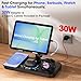 30W Magnetic Wireless Charger for Samsung Foldable Android Mag-Safe Charging Station for Galaxy Tab with Clock &7 Color Light, Watch Charger for S25 Ultra, for Samsung Watch8, Galaxy Buds3 Pro(Black