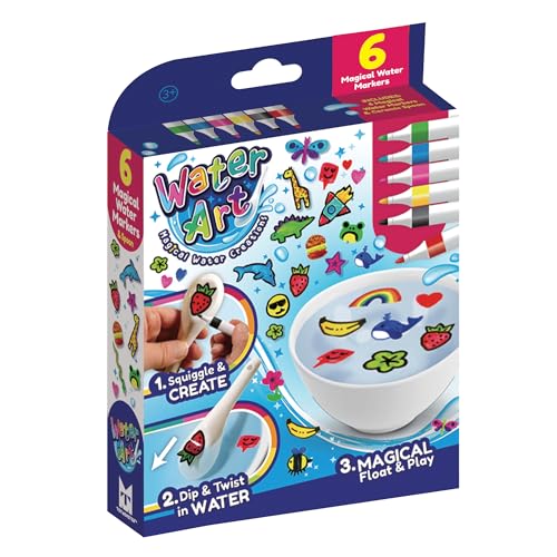 Tuyeho Water Art WA1001 - Paquete de 6 Marcadores de Agua Mágicos Surtidos y Cuchara de Cerámica - Set de Arte de Agua - Niños