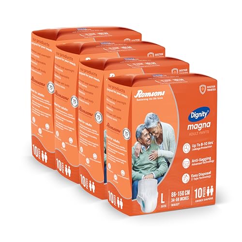 Image of DIGNITY Magna Pant Style Adult Diapers - L (40 Pieces) With Wetness Indicator and Leakage Protection Upto 8-10 Hrs.