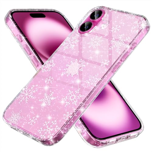 Coque paillettes iPhone 16 Plus flocon de neige le cadeau parfait pour filles